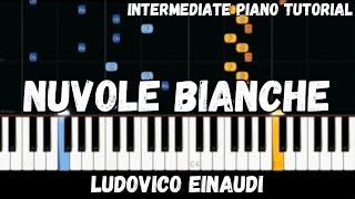 Ludovico Einaudi  Nuvole Bianche Intermediate Piano Tutorial [upl. by Cornia]