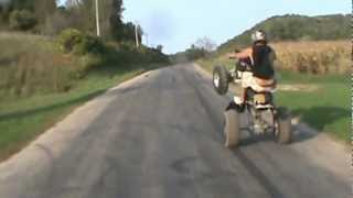 Mile Long Wheelie on 4 wheeler ATV 65 MPH [upl. by Ellehc]