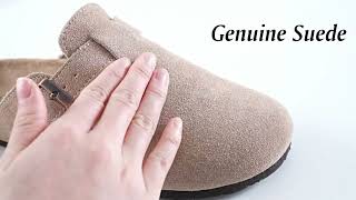 Comwarm Fashion Womens Suede Mules Slippers Men Clogs Cork Insol [upl. by Bysshe635]