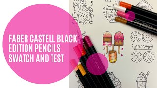 Faber Castell Black Edition Pencils Swatch and Test  Adult Colouring [upl. by Talich323]