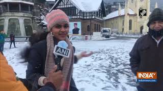 Tourists enthralled by fresh spell of snowfall in Shimla [upl. by Elfie]