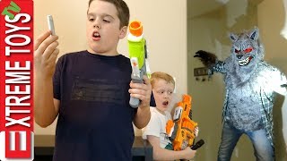 A Werewolf in the House Nerf Blaster Shootout Attack [upl. by Miguela]