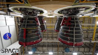 NASA Artemis 2 moon rockets core stage engines installed in 4K timelapse [upl. by Evol134]