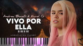 Andrea Bocelli amp Karol G  Vivo Por Ella Piano cover and Karaoke [upl. by Blaseio]