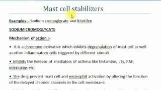 Antiasthmatic drugs Part8 Mechanism of action of Mast cell stabilizers  B pharma 6th semester [upl. by Keary94]