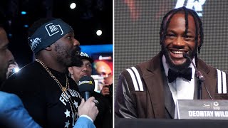 DEONTAY WILDER CANT HELP BUT LAUGH AS DEREK CHISORA ABUSES JOSEPH PARKER AT PRESS CONFERENCE [upl. by Fronniah322]