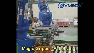 Different size box case palletizing by VMECA Magic Vacuum Grippers [upl. by Oivat]