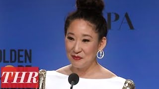 Golden Globes Winner Sandra Oh Full Press Room Speech  THR [upl. by Timotheus]