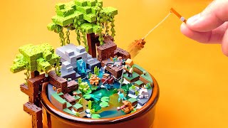 I made Tiny Minecraft Frogs Fishing Pot  Clay ASMR [upl. by Masuh]