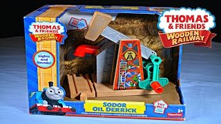 SODOR OIL DERRICK 2015 Thomas And Friends Destination Wooden Railway Toy Train Review [upl. by Ainitsirc]