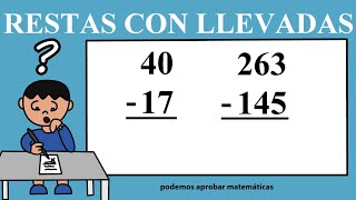 RESTAS CON LLEVADAS DE 2 CIFRAS  RESTAS CON LLEVADAS DE 3 CIFRAS [upl. by Mcgurn]