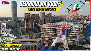 Zastakljen Aneks zgrade Ložionice u Beogradu na vodi Vodotoranj Nove ulice dronom beograd [upl. by Alur249]