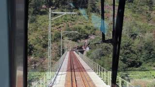 Centovalli Bahn Fahrt über die Isorno Brücke bei Intragna TI [upl. by Tressia735]