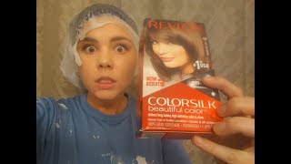 DYING MY HAIR FOR THE FIRST TIME EVER BLONDE TO BRUNETTE Colorsilk Revlon Light Ash Brown Box Dye [upl. by Paryavi33]