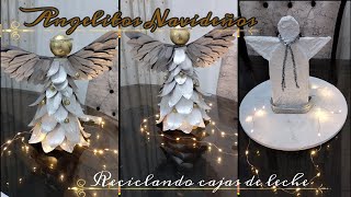 ✨COMO HACER ANGELITOS NAVIDEÑOS✨RECICLANDO CAJAS DE LECHE✨💜madhvelisshome christmasdecor [upl. by Morel]