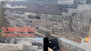 HOW TO INSTALL STACKED STONE ON A WALL  SHORT CUT [upl. by Shetrit]