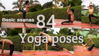 84 yoga poses of hatha yoga Basic asanas  only 7 minutes  Sanyoga  Yogi Sanjay [upl. by Aridatha465]