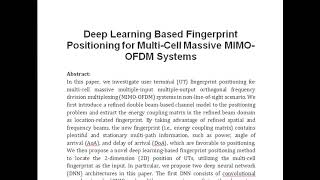 Deep Learning Based Fingerprint Positioning for Multi Cell Massive MIMO OFDM Systems [upl. by Latnahs]