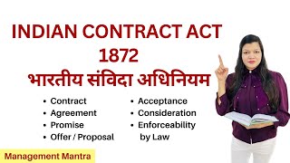 Indian Contract Act  Contract Agreement Promise Consideration Offer Acceptance Enforceability [upl. by Nauqahs]