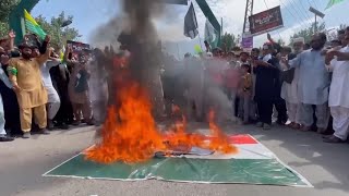 Kashmir protest on 5th anniversary of Indian control [upl. by Yessej]