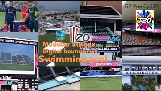 Kensington oval cricket stadium Barbados  new pool with modular stands  digital boundaries Wc 2024 [upl. by Guthrey]