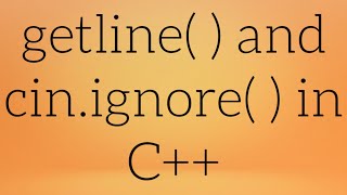 getline and cinignore in C  C getline  C cinignore [upl. by Rephotsirhc932]