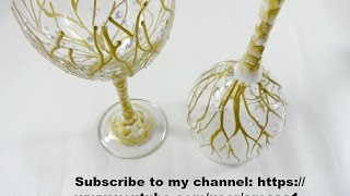 Tree Design Painted Wine Glass Video [upl. by Edelman]