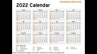 Printable Calendar 2022 One Page [upl. by Ellinnet]