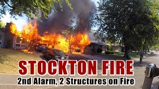 Stockton Fire • 2nd Alarm 2 Structures on Fire [upl. by Ebberta]