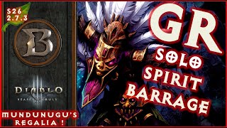 S26 Witch Doctor Spirit Barrage GR Solo Push Build 273 Mundunugus Regalia Diablo 3 Season 26 [upl. by Chemosh]