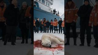 Polar Bear Injured And Covered In Blood animals shorts [upl. by Lleddaw]