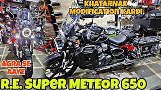 RE Super Meteor 650 Itni Loaded Modification Kabhi Nahi Kari  TopBox amp Pannier  Shocker Slide [upl. by Hitchcock354]