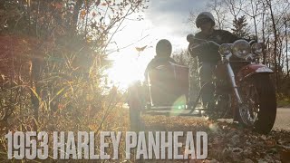 1953 Harley Davidson Panhead with sidecar ride along in Manitoba Canada October 2024 [upl. by Kcirded]