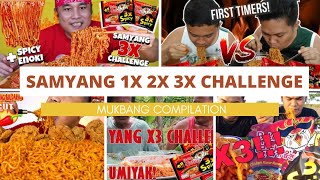 SAMYANG 1X 2X 3X CHALLENGE PINOY VERSION MUKBANG COMPILATION [upl. by Enilatan]