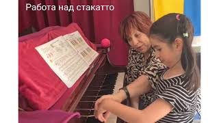 First lessons with Hello Piano1 My new student Mirochka  6yo [upl. by Ainwat549]