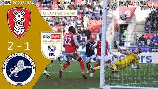 Rotherham United 21 Millwall Matchday40 Highlight EFL Championship 2324 1 April 2024 [upl. by Sauder]