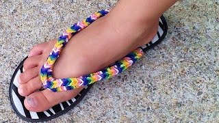 No loom Rainbow Loom Flip Flop  Sandal Straps loom bands decorative cover  How to make [upl. by Netsew]