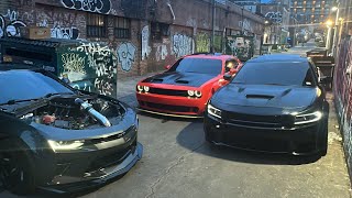 HOODLESS CAMARO amp HELLCAT REDEYE JAILBREAK TAKEDOWN DC [upl. by Karr]