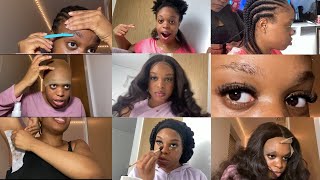 GRWM for Graduation 👩🏽‍🎓💐  Cornrows  waxing  shaping brows lash extensions wig install amp makeup [upl. by Hospers456]