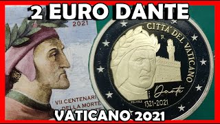 2 Euro Dante Alighieri  Vaticano 2021  Moneta Rara Proof BE FS Quanto Vale Valore della Moneta [upl. by Jacklyn]