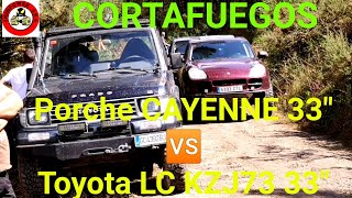 PORCHE CAYENNE 33quot 🆚 TOYOTA LAND CRUISER KZJ73 33quot Cortafuegos extremo Hill Climbing Off Road [upl. by Ecilahs]