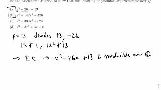 Polynomials Using Eisenstein’s Criterion [upl. by Somisareg300]