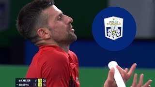 Novak Djokovic confronts umpire after being slapped with warning at Shanghai Masters  Tennis News [upl. by Eceinhoj]