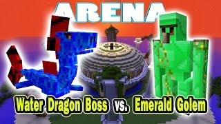 Minecraft Arena Battle Water Dragon Boss vs Emerald Golem [upl. by Nations]