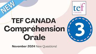 TEF CANADA  CO Listening  November 2024  New Test with New Questions Comprehension Orale [upl. by Gnuhc]