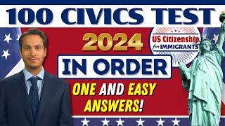 NEW 100 Civics Questions and Answers In Order US Citizenship Interview 2024  One amp Easy Answers [upl. by Clotilda]