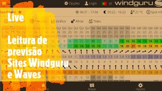 Live  Leitura de previsão dos sites windguru e wavescombr [upl. by Waldman]