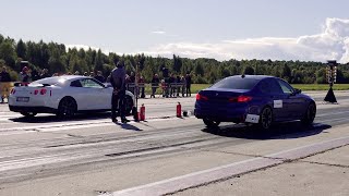 Nissan GTR R35 vs BMW M5 F90 14 mile drag race [upl. by Ticon614]