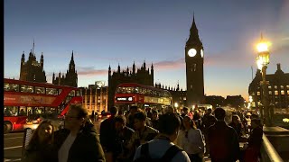 4K HDR Big Ben and London Eye  Evening Walking Tour [upl. by Nyleda]