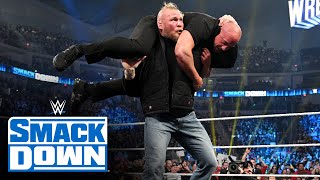 Brock Lesnar decimates Roman Reigns’ security ambush SmackDown Feb 25 2022 [upl. by Presber]